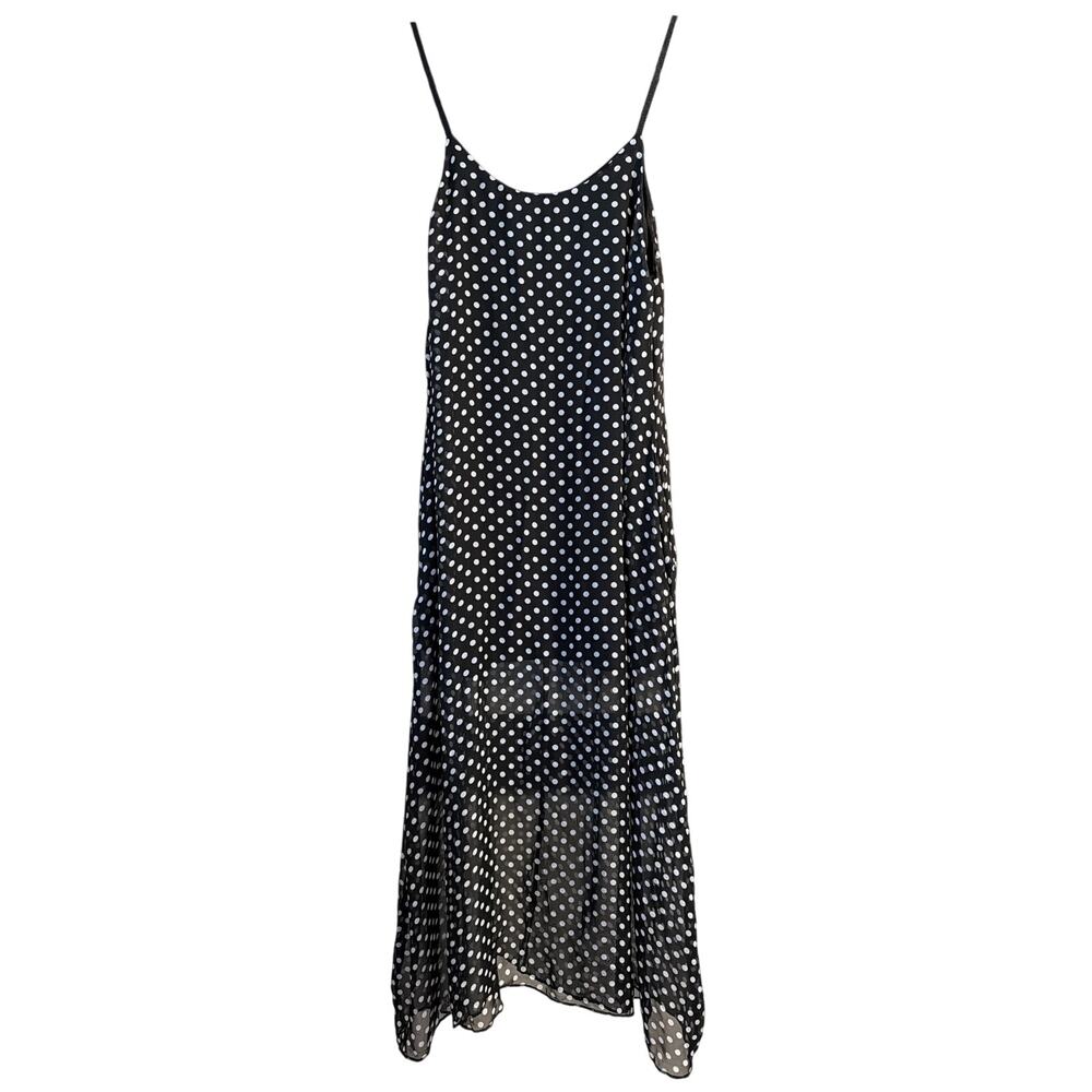 Women's Plus Size Black & White Polka Dot Sheer Maxi Overlay Top Size 2XL